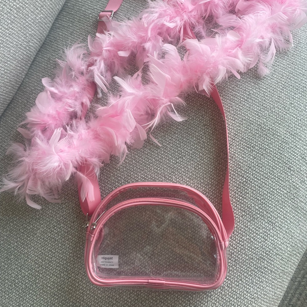 Pink Stadium Approved Clear Bag & Feather Boa - Perfect for Eras Tour 💘💘💘